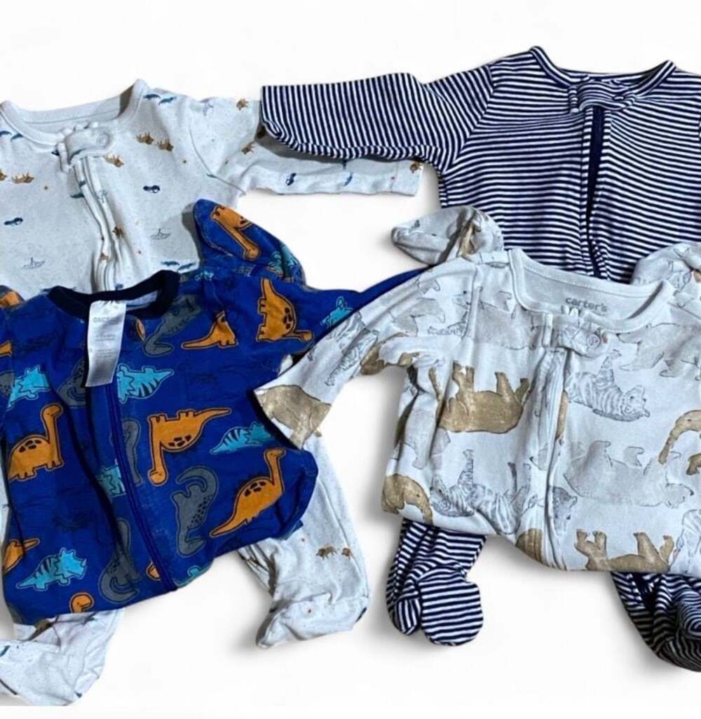 Lot of 4 Carter's Child of Mine Baby Boy Sleep N Play Footed Pajamas